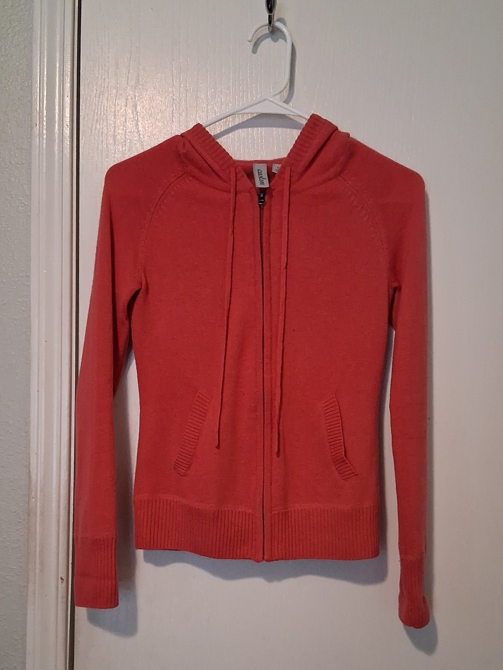 Caslon Hot Pink Cashmere Zip-Up Hoodie Sweater Sz XS